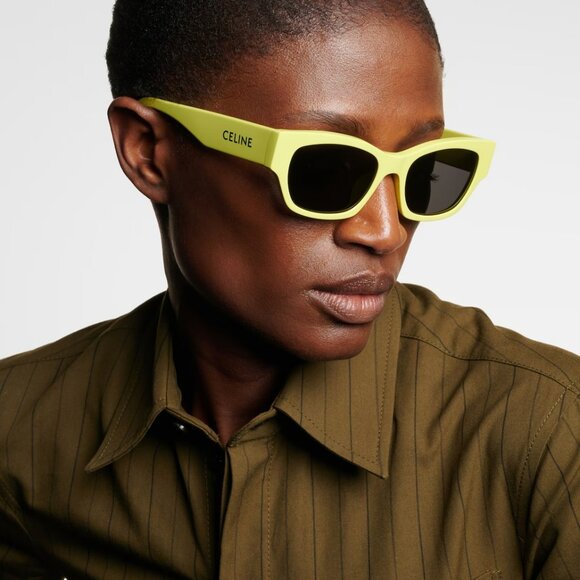 Celine MONOCHROMS Women Sunglasses Lime Green Grey Cat Eye CL40197U 93A - Picture 9 of 12